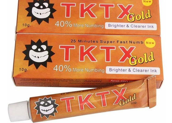 China 40% Goud TKTX Super Numb pijnloze tatoeage anesthetische crème leverancier