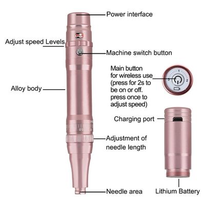 Populaire draadloze tatoeage pistool lichaam machine lengte 136 * 20mm microblading draadloze PMU machine voor wenkbrauwen haar stroke wenkbrauwen leverancier