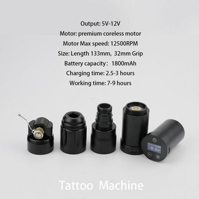 Roestvrij staal 1800mAh NARW draadloze tatoeëermachine 1-OLED display touchscreen batterij Rotary tatoeage pistool tatoeage pen met stroom RCA leverancier