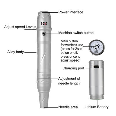 Kleine tatoeage elektrische draadloze oplaadbare professionele lip tatoeage machine met en oplaadbare ontwerp leverancier