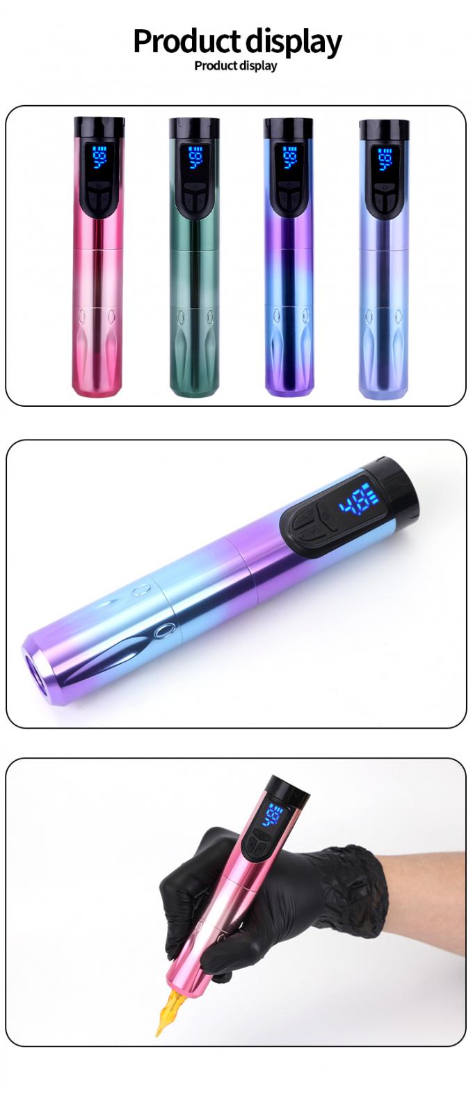 14500mAh Reserve Battery Power Wireless Tattoo Machine met LCD-scherm en vervangbare batterij Aircraft Aluminium Design 7