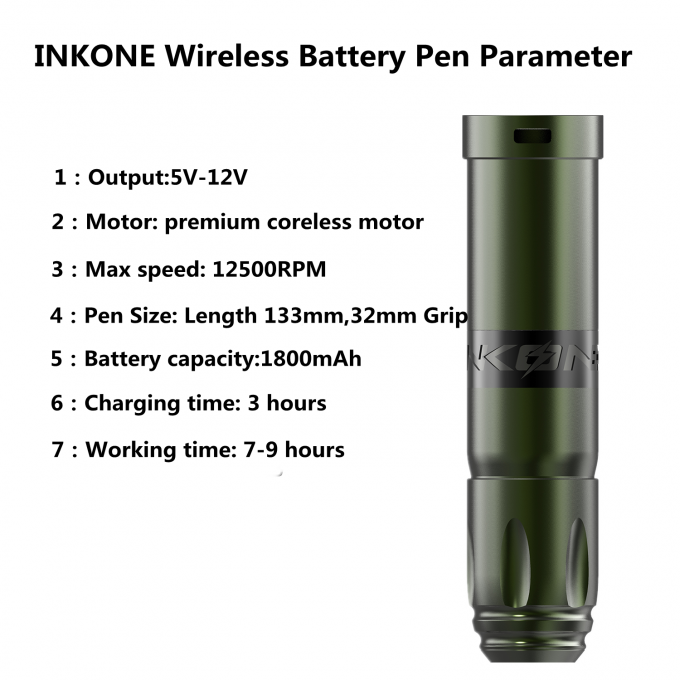 Roestvrij staal 1800mAh NARW draadloze tatoeëermachine 1-OLED display touchscreen batterij Rotary tatoeage pistool tatoeage pen met stroom RCA 1