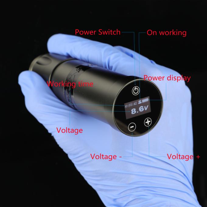 Roestvrij staal 1800mAh NARW draadloze tatoeëermachine 1-OLED display touchscreen batterij Rotary tatoeage pistool tatoeage pen met stroom RCA 2