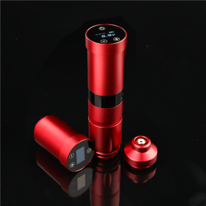 Roestvrij staal 1800mAh NARW draadloze tatoeëermachine 1-OLED display touchscreen batterij Rotary tatoeage pistool tatoeage pen met stroom RCA 3