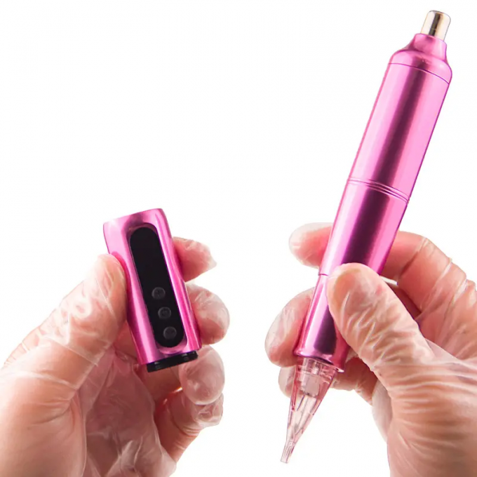 Scalp Micropigmentatie Oogbroek Eyeline Lip Rotary Tattoo Cartridges Pen roestvrij staal met elektrische batterij stroomtoevoer 6