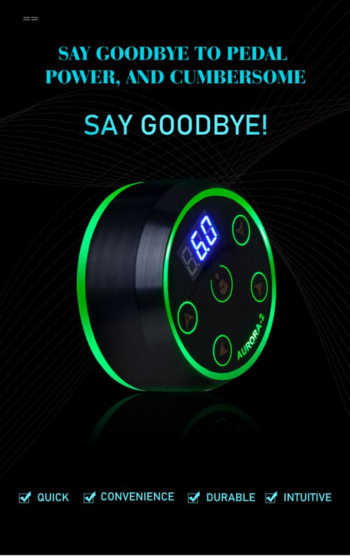 Upgrade Digital LCD Display Touch Screen Mini Aurora II Tattoo Power Supply 388g Pakketgewicht voor tatoeage machine 0