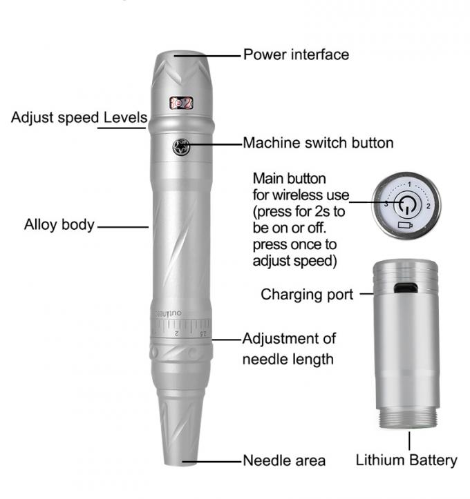 Kleine tatoeage elektrische draadloze oplaadbare professionele lip tatoeage machine met en oplaadbare ontwerp 2
