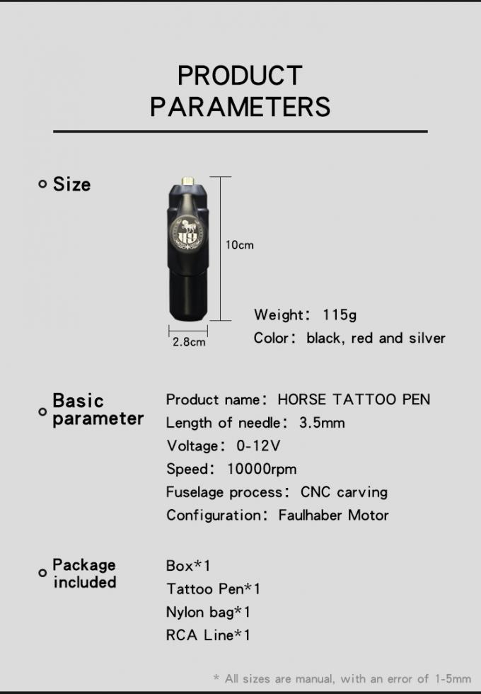 10000 snelheid High Technology Perfect Body Short Pen, tatoeage machine met LED lichten 2