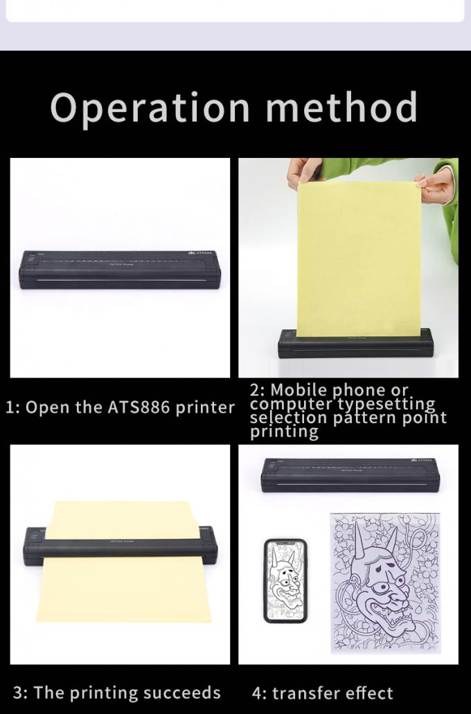 12000mAh Mini Tattoo Stencil Printer Thermische kopieermachine Draadloze overdracht Printer Tattoo Printer Machine 8