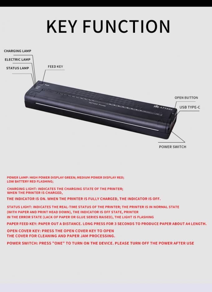 12000mAh Mini Tattoo Stencil Printer Thermische kopieermachine Draadloze overdracht Printer Tattoo Printer Machine 10