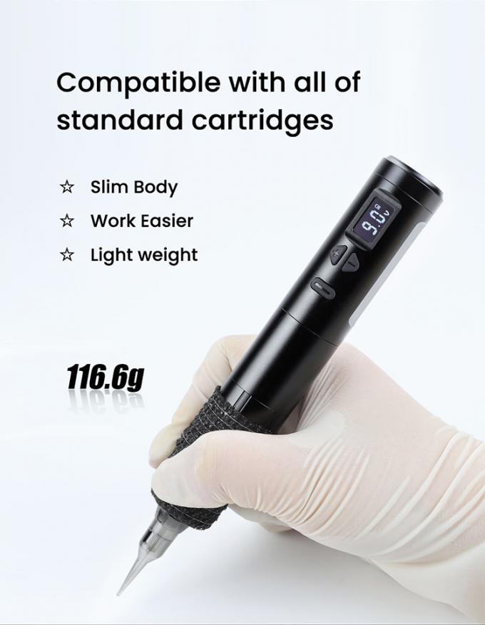 Draadloze Dermografo Elektrische Tattoo Machine Draadloze Permanente Make-up Machine Aluminium 2 Batterijen Koppen RCA Connector Model 12