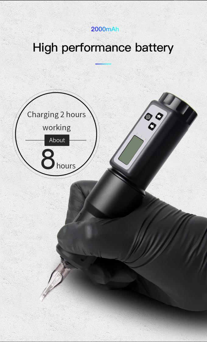Elektrisch LCD-scherm 2000mAh Batterij Tattoo Gun RCA Draadloze Rotary Tattoo Machine Pen Kit voor Tattoo Artist 10