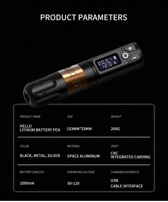 Ambitie Soldaat Digitaal display Elektrisch tattoo-pistool Draadloze machine Roterende tattoo-penmachine voor tattoo-artiest 2