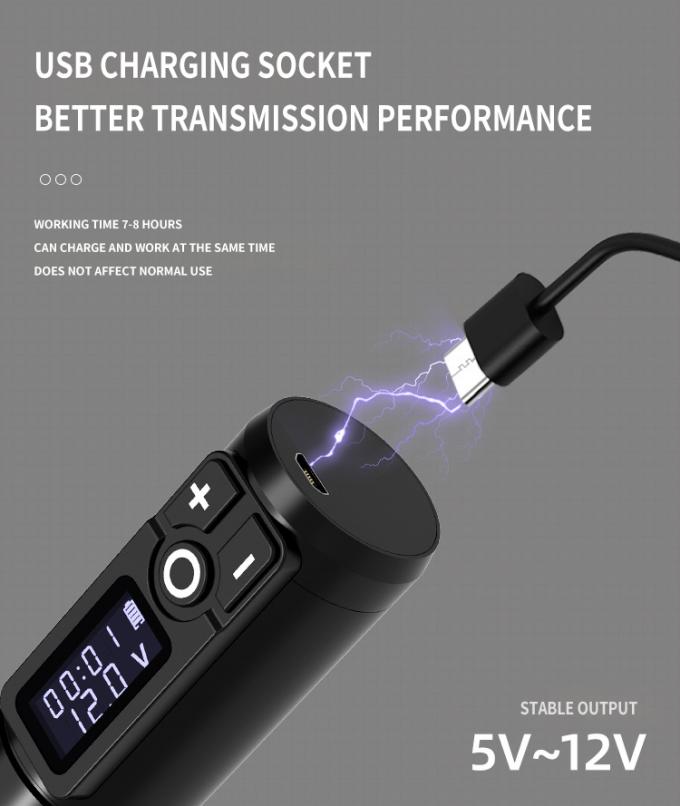 Ambitie Soldaat Digitaal display Elektrisch tattoo-pistool Draadloze machine Roterende tattoo-penmachine voor tattoo-artiest 16